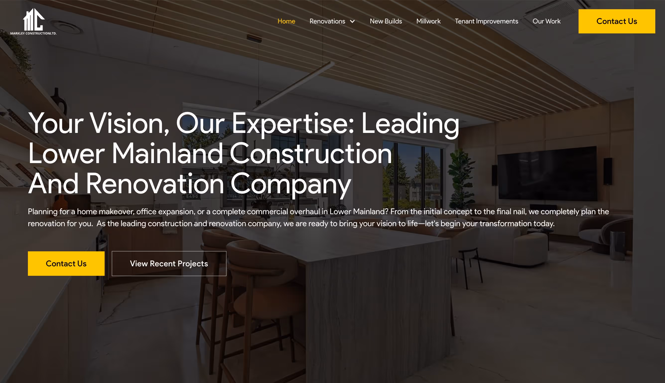 Markley Construction website preview